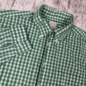 Brooks Brothers Size Large Green Plaid Long Sleeve Button Down Shirt‎